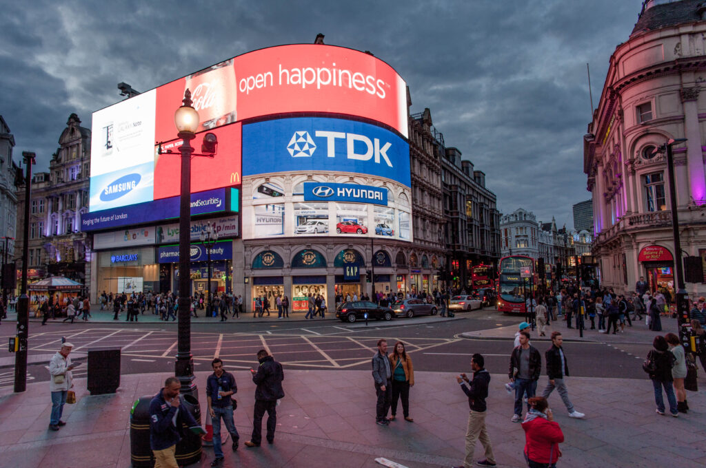 Piccadilly Circus London at dusk